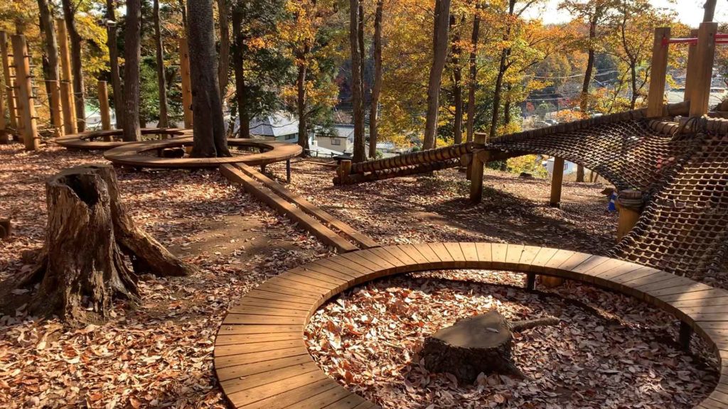 野山北公園 あそびの森 里山の斜面にフィールドアスレチック 遊んだ後は温泉へ 公園 遊び場 レポ